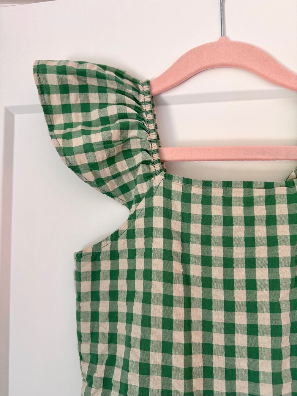 Tea Collection Gingham Ruffle-Sleeve Jumpsuit